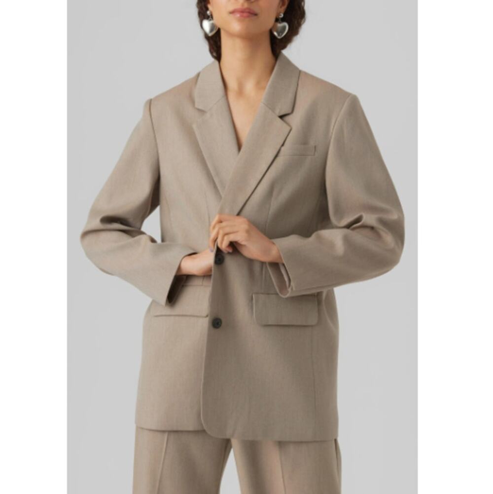 New Nordstrom VERO MODA Women's Beige Long Sleeve Dagny Oversized Blazer Size 10